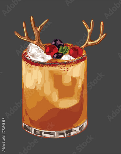Reindeer Mule Cocktail Illustration
