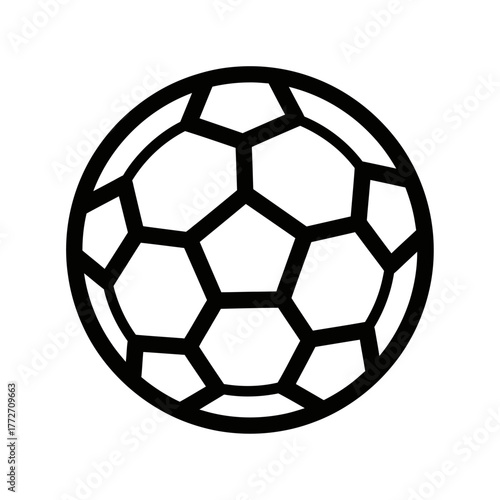 Classic Black and White Soccer Ball Design with Hexagonal and Pentagonal Panels.