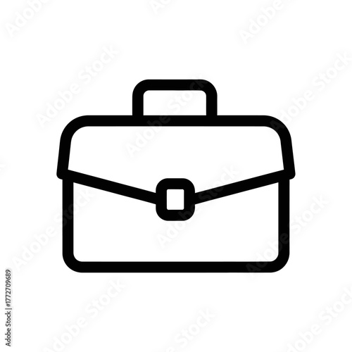 Classic Black Outline Briefcase Icon with Handle and Clasp.