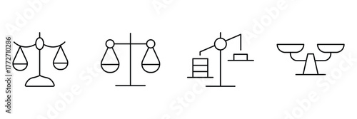 Diamond pillar weight, classic scale, vintage load compare, retro plate bowl icon set, vector illustration, minimal equilibrium comparison.