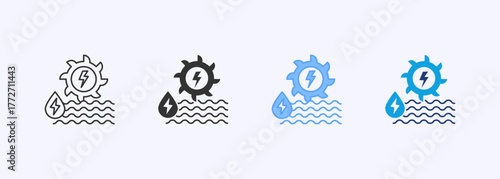 Hidropower Energy Icon Set Multiple Style Collection