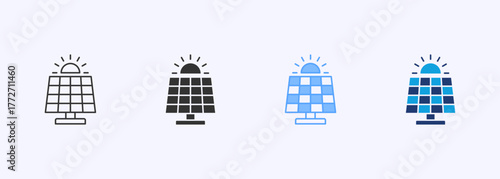 Solar Panel Icon Set Multiple Style Collection