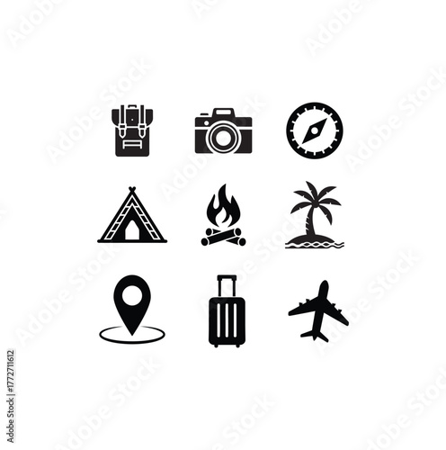 set of travel icons. Vector graphic of summer vacations and holidays. assemblage of components related to travel and tourism.