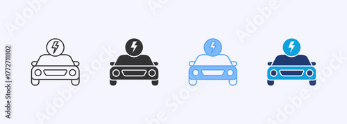 Electric Car Icon Set Multiple Style Collection