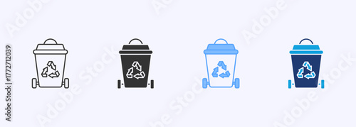Trash Bin Icon Set Multiple Style Collection