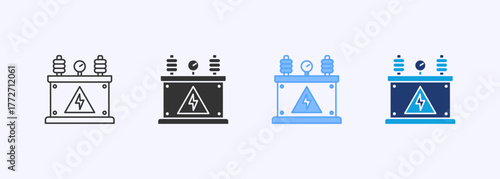 Power Transformer Icon Set Multiple Style Collection