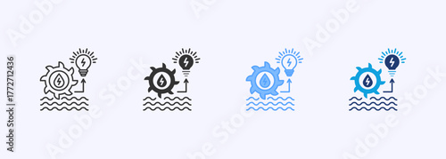 Hydroelectric Icon Set Multiple Style Collection
