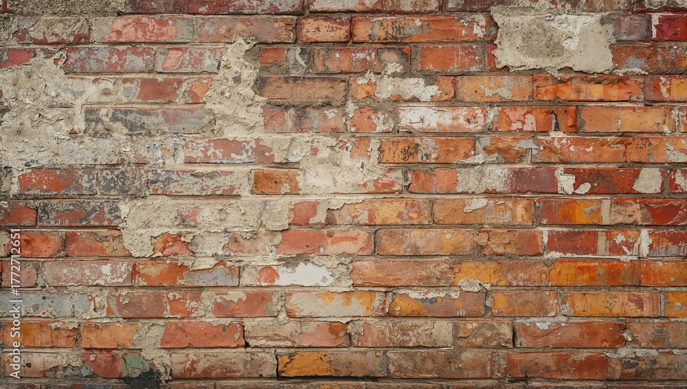 Naklejka premium Multi-colored dirty brick wall background, suitable for editorial header design