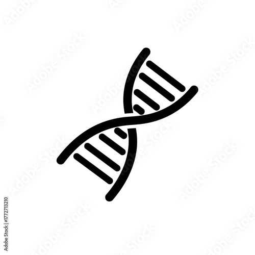 Minimalist black line art icon of a DNA double helix, a simple genetic symbol.