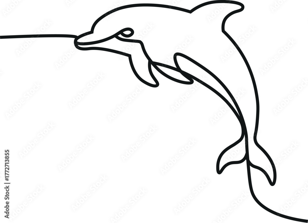 Obraz premium Continuous One-Line Whale & Orca Illustration
