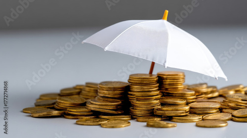 White umbrella covering pil...