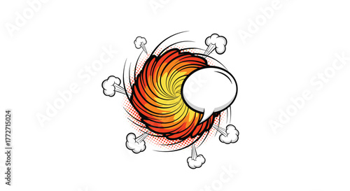 Comic book style explosion burst with a speech bubble, concept for shock, impact, or energetic communication.