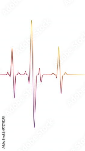 A vibrant heartbeat line rises and falls, symbolizing life’s energy. The line transitions through shades of red and orange, evoking emotions of passion and vitality