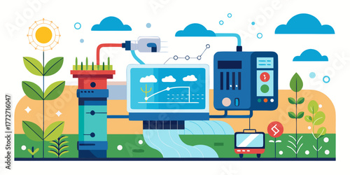 Smart irrigation system with digital control in green landscape  
