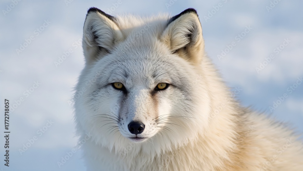 Obraz premium Arctic fox (Vulpes lagopus) close-up in minimalist setting, showcasing natural beauty and adaptation