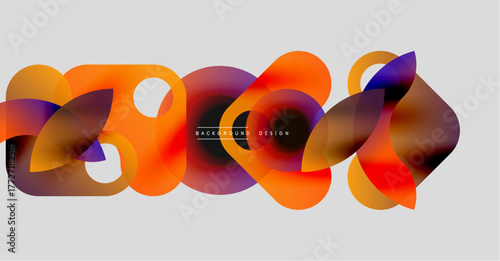 Abstract fluid shapes overlap, creating vibrant color gradients. Modern design element for backgrounds, presentations. Smooth transitions visible.