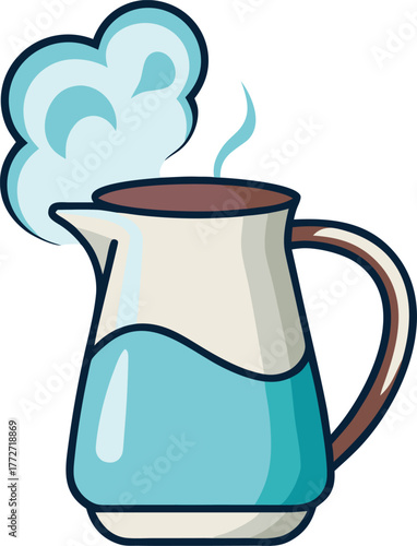 Steaming milk pitcher vector , white background