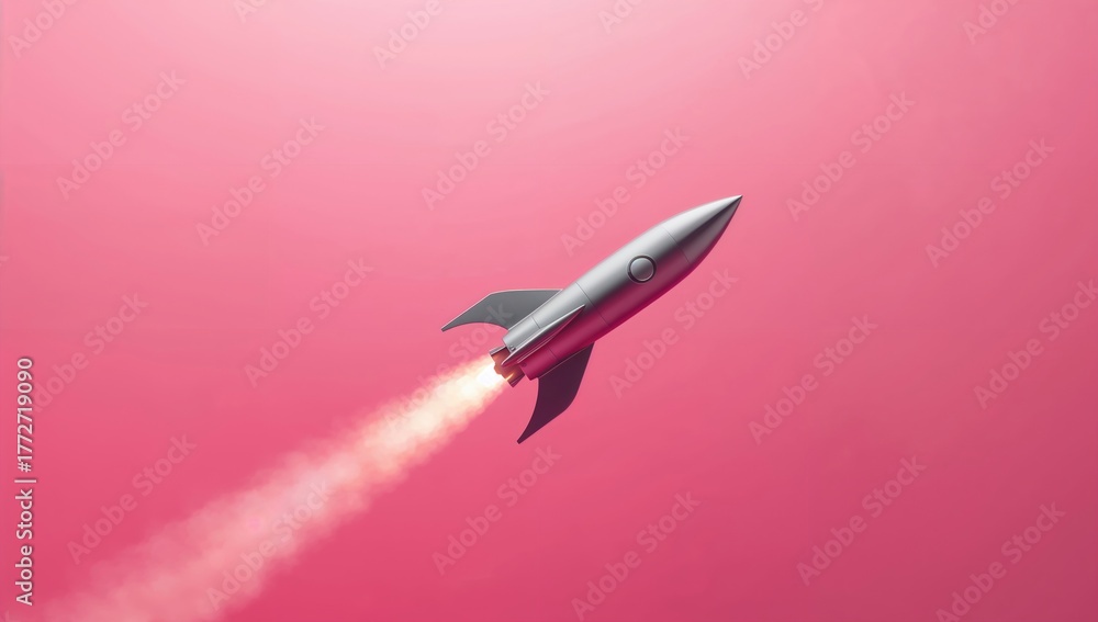 Obraz premium Illustration of a rocket soaring through the sky, symbolizing innovation and exploration