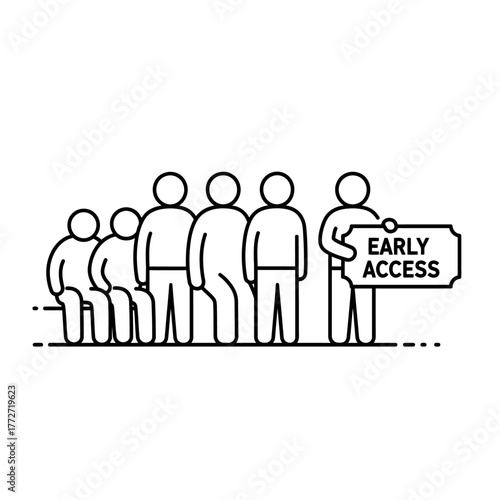 Early access group of people waiting in line for an event.