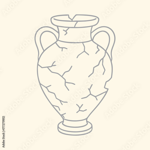 Ancient cracked amphora vase, a symbol of history and archaeology