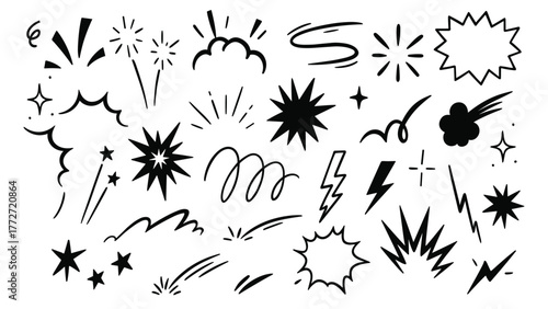 Comic Explosion and Energy Burst Elements Vector Collection