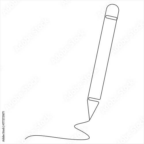 Continuous line drawing of classic ballpoint pen icon back to school minimalist education concept