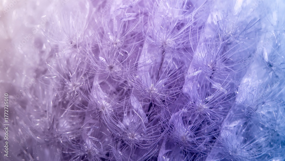 Obraz premium Detailed view of purple and blue dandelion fluff