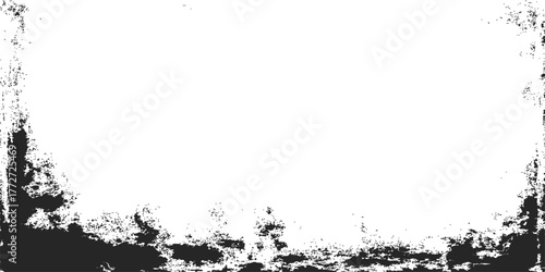 Black vintage floral grunge frame border illustration with ink spray texture design