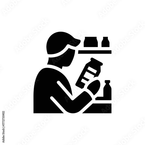 Person reading product label in store aisle, consumer awareness and food safety check