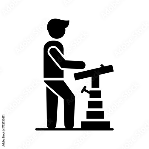 Person presenting at podium with microphone icon, public speaking and communication skill
