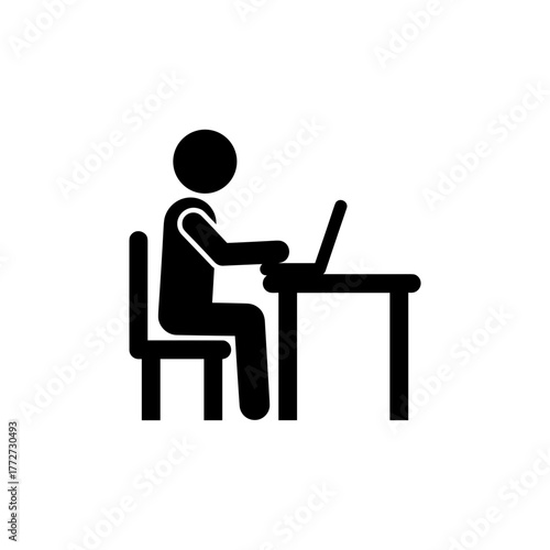 Person Working on Laptop at Desk, Remote Work and Digital Communication