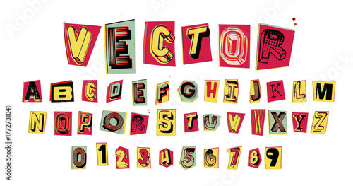 Cutout Letters Pop Art Glitch Style Fonts