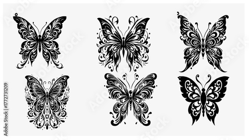 set of vector butterflies