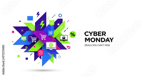 Modern Cyber Monday Discount Background for Online Shopping