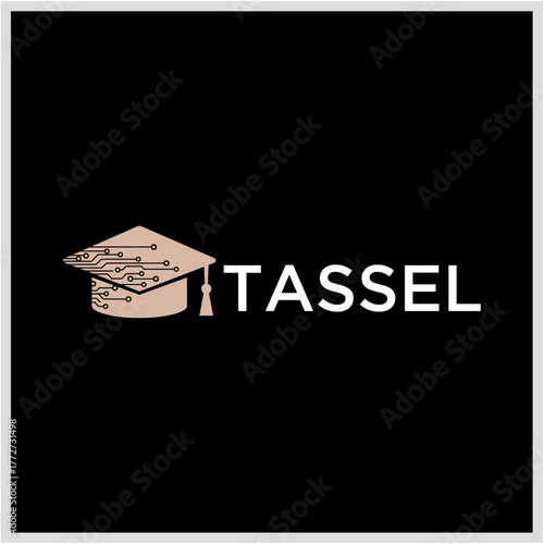 Modern digital education concept with technology-integrated graduation cap design, symbolizing innovation in learning and academic advancement for future skills