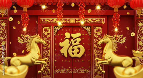 Spring Festival Blessing Gate and Blessing Map