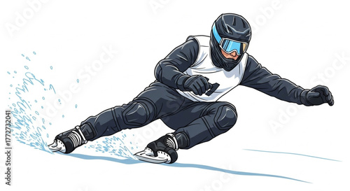 Extreme snowboarder carving on snow — dynamic winter sports illustration