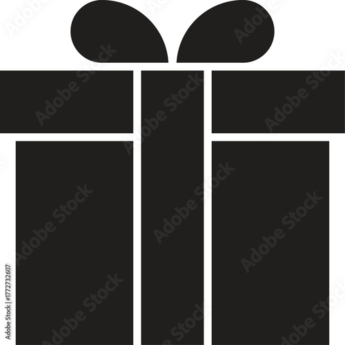 Black Gift Box Silhouette Icon – Present Symbol for Celebrations