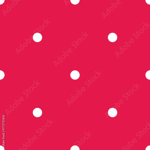 Retro vector pattern with big white polka dots on red background - retro seamless pattern for backgrounds, blogs, www, scrapbooks, party or baby shower invitations and wedding cards.