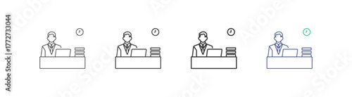 Employer icon set collection, illustration, design, business, graphic icons with different line styles, thickness and color, Editable stroke. with white background.