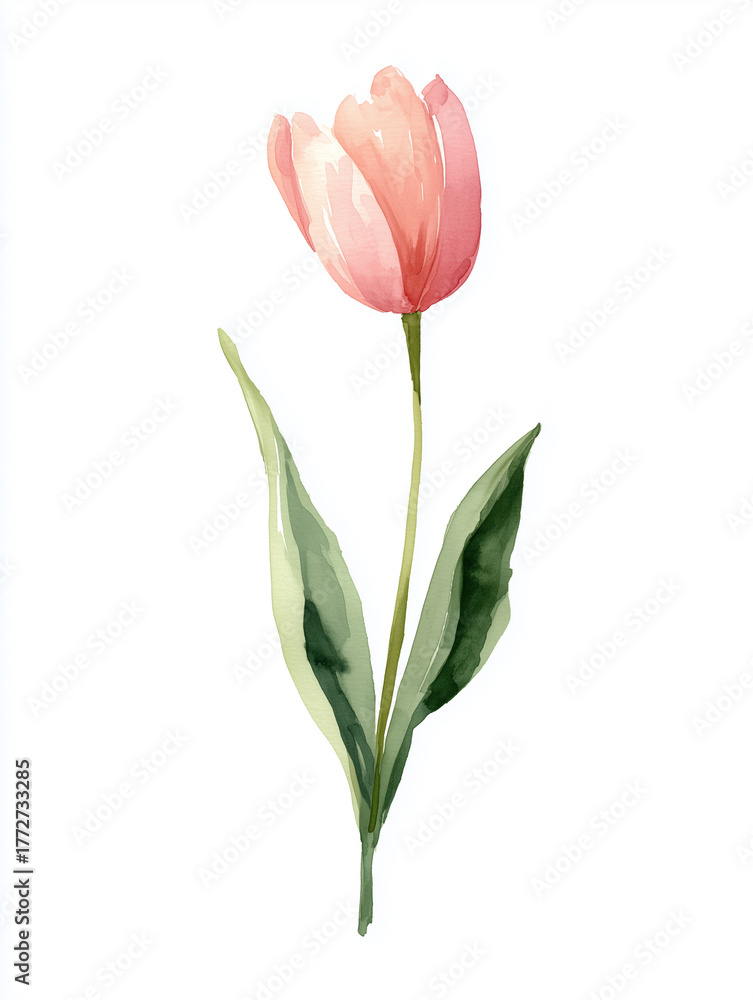 custom made wallpaper toronto digitalA delicate pink tulip stands tall against a plain background, its petals gracefully unfurled, showcasing its natural beauty
