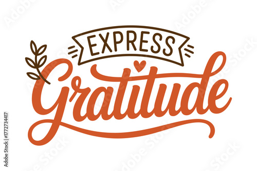 Express gratitude with this decorative calligraphy and illustration design.