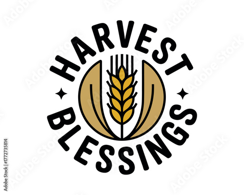 Harvest Blessings logo featuring a wheat stalk within a circular emblem.