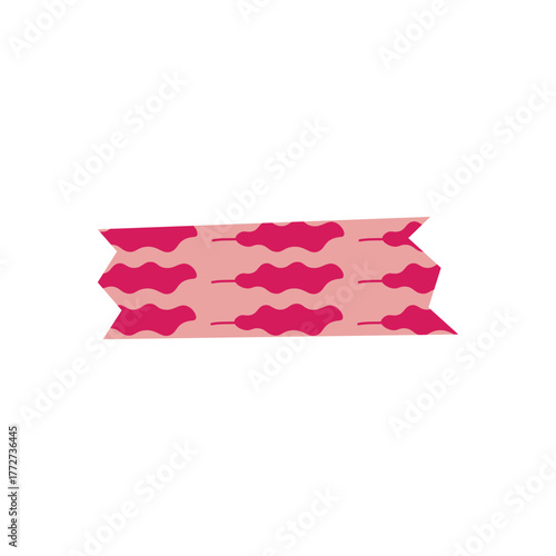 Red washi tape with bold geometric pattern, suitable for planners, packaging, and creative crafts.