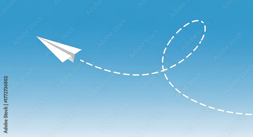 Fototapeta premium Paper Plane's Flight Ascending with Innovation and Imagination Through the Skies