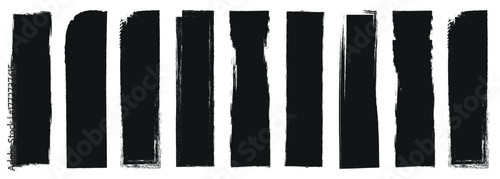 Set of paint brush stroke and abstract grunge banner. Black hand drawn stripes, smears. Grunge badge brush. Vector grungy paint brush strokes collection.