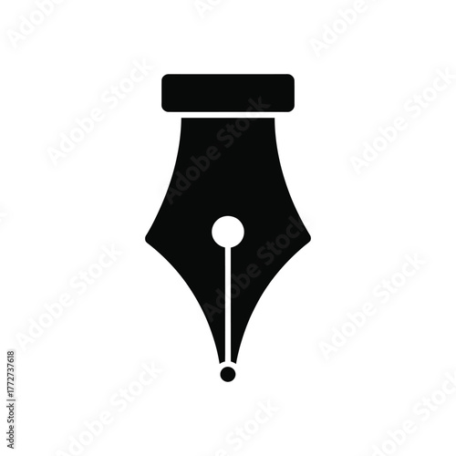 Black fountain pen nib icon illustration on a clean white background