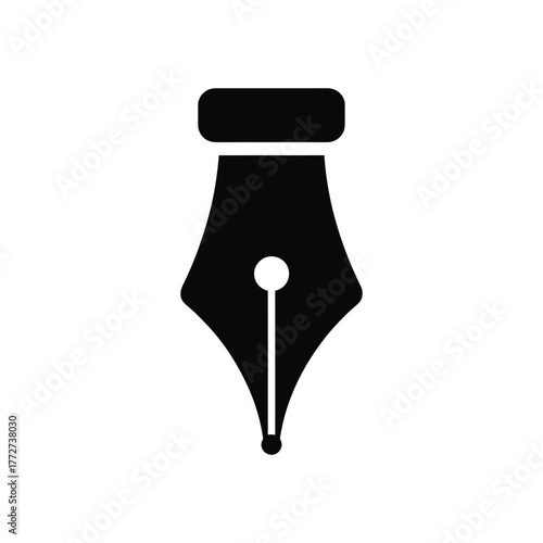 Black fountain pen nib icon on a simple white background design