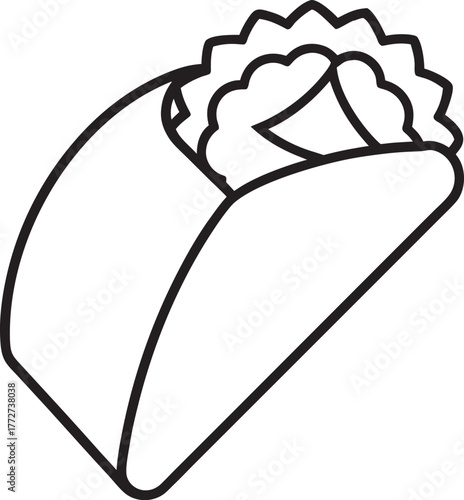 Simple Line Art Illustration of a Delicious Burrito