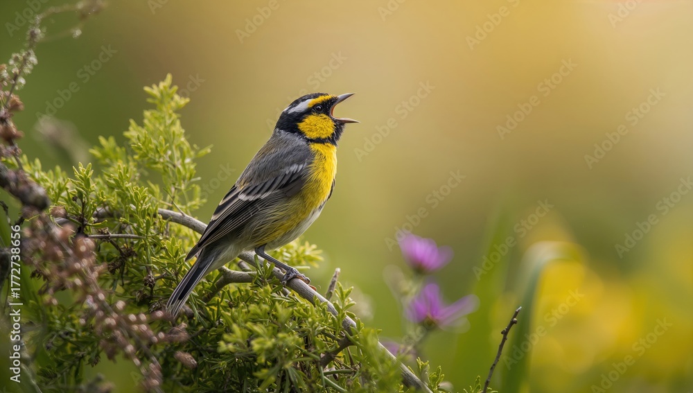 Fototapeta premium Eurasian siskin perched in its natural environment, showcasing wildlife diversity, preservation